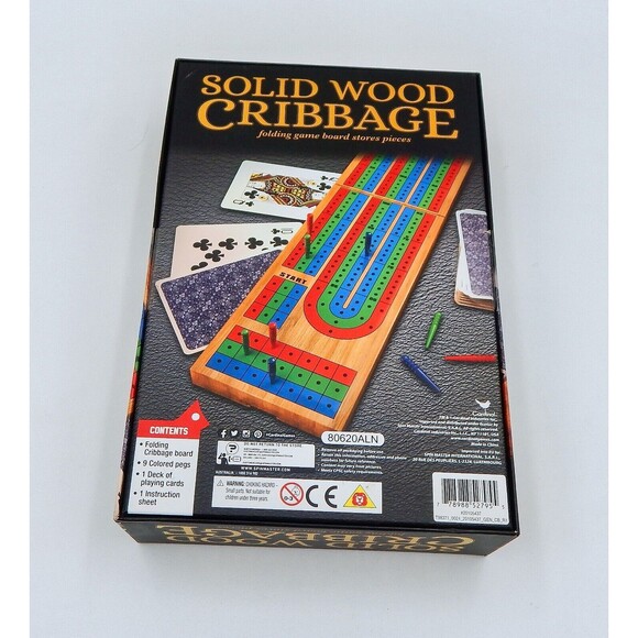 Cardinal Cribbage Board Set Solid Wood 3 Player Folding Track Deck Cards - Picture 9 of 9